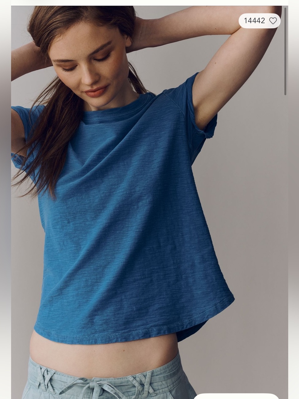 Anthropologie Pilcro Bennie Cotton Slim Crewneck Tee in Blue